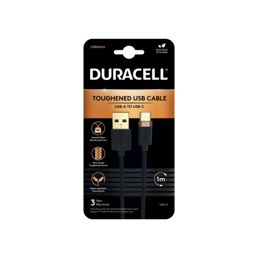 DURACELL 1M  CABLE BLACK USB A-C Şarj Kabloları