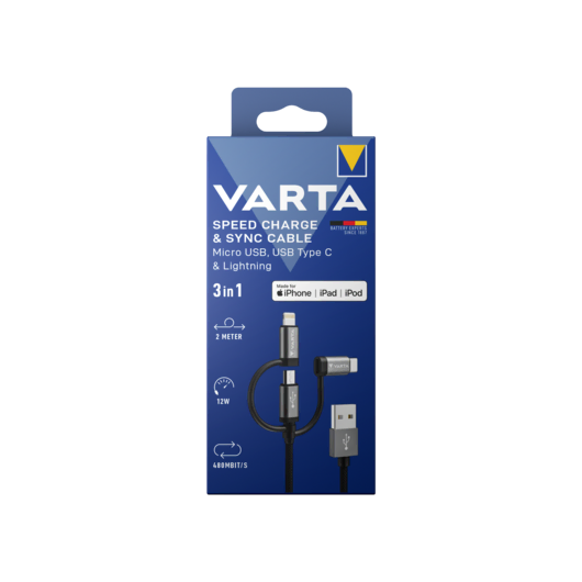 VARTA Şarj Kablosu 2m 3IN1 Şarj Kabloları